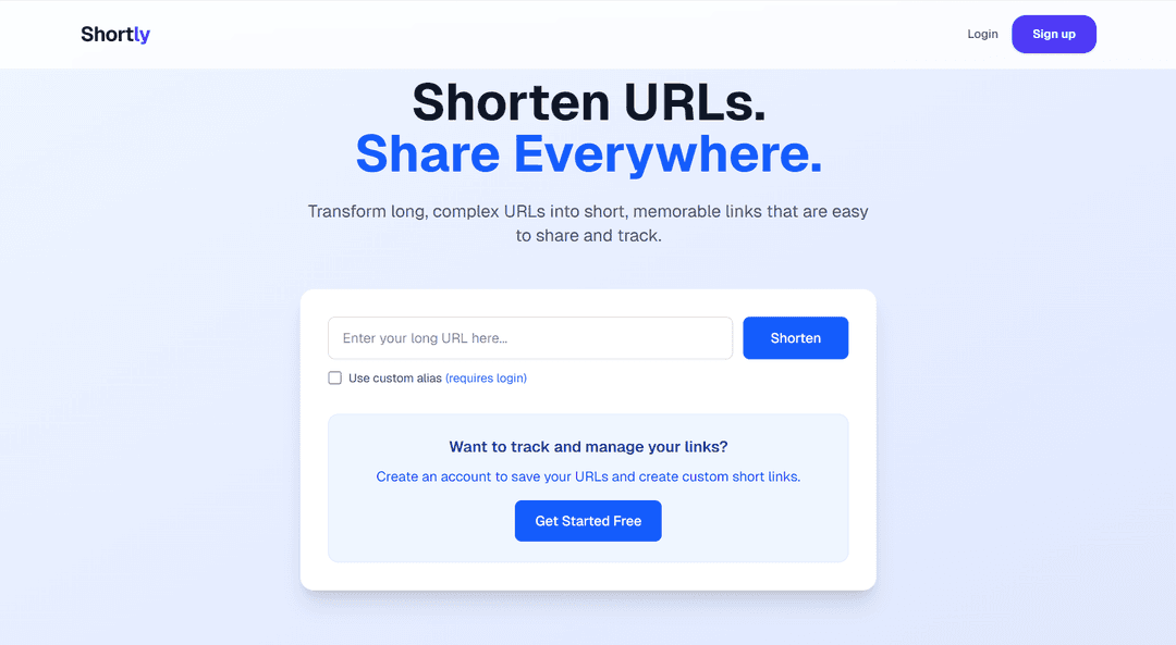 Shortly – URL Shortener with Analytics Dashboard